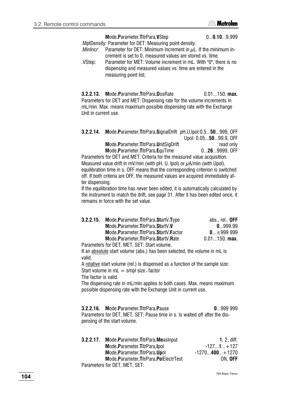 Metrohm 794 Basic Titrino User Manual | Page 108 / 198