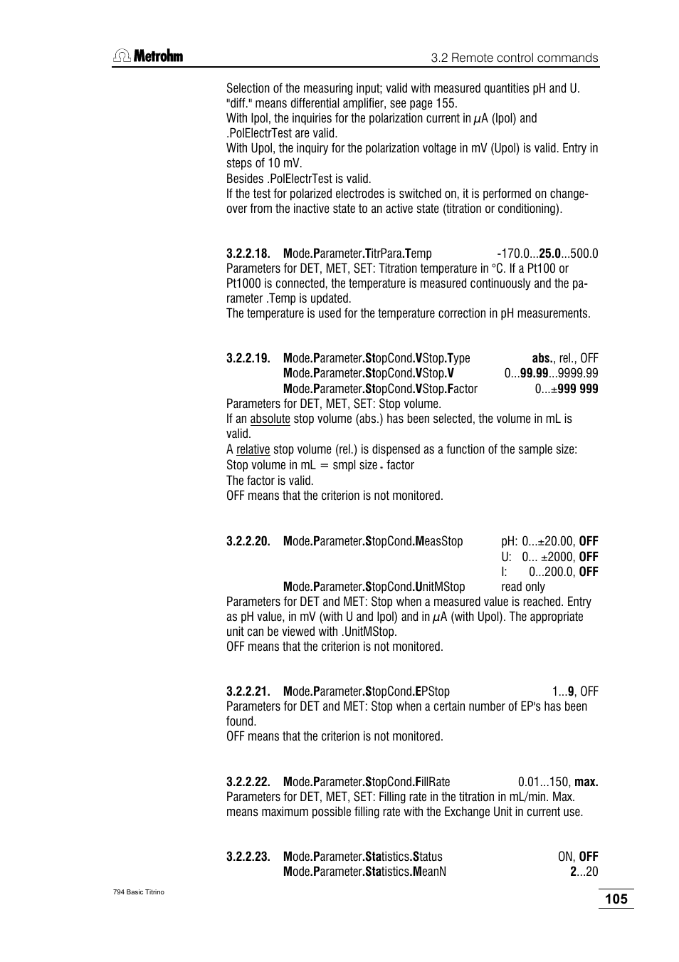 Metrohm 794 Basic Titrino User Manual | Page 109 / 198