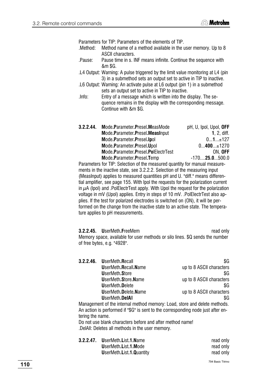 Metrohm 794 Basic Titrino User Manual | Page 114 / 198