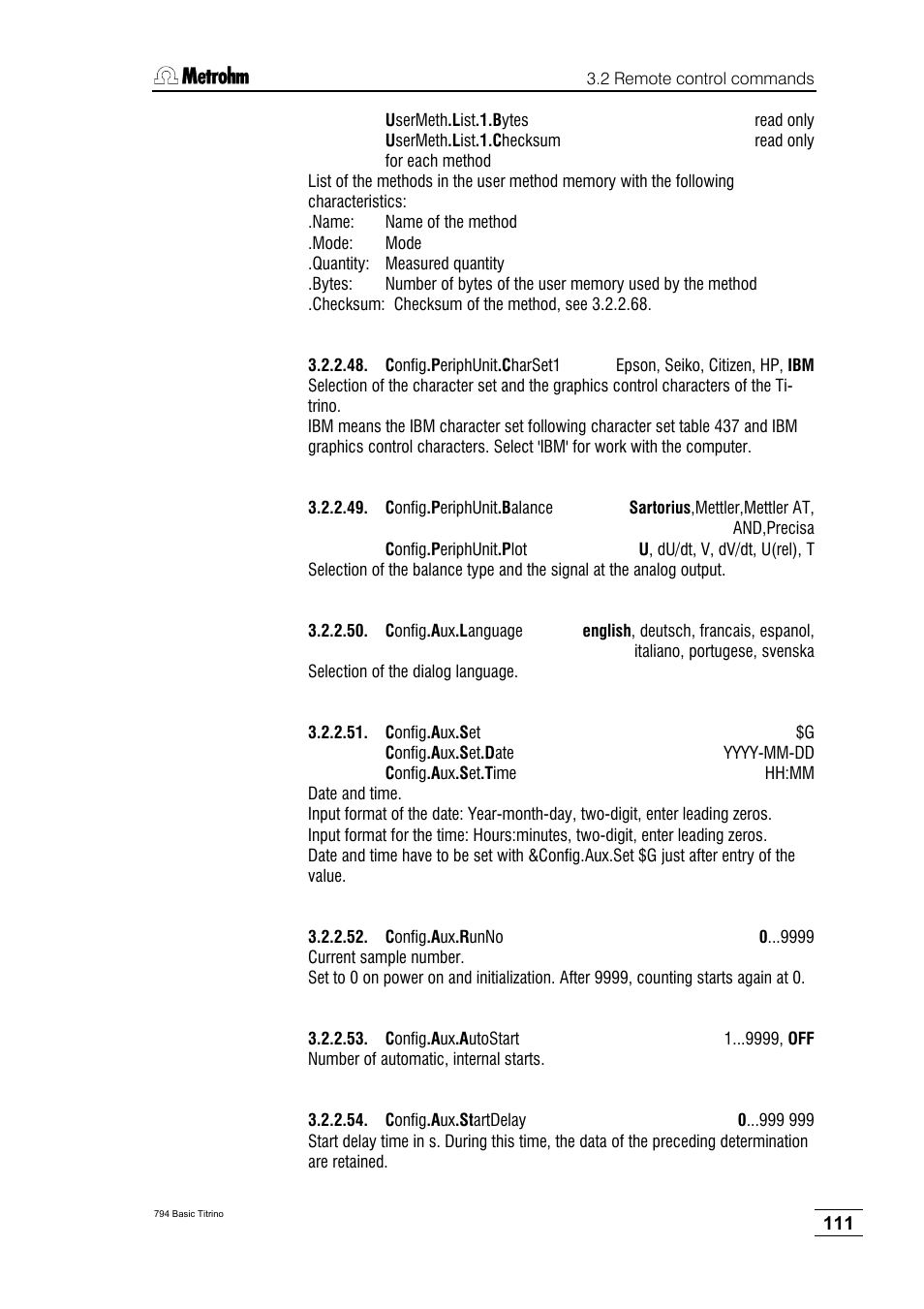 Metrohm 794 Basic Titrino User Manual | Page 115 / 198
