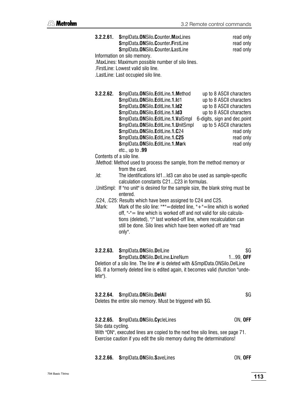 Metrohm 794 Basic Titrino User Manual | Page 117 / 198