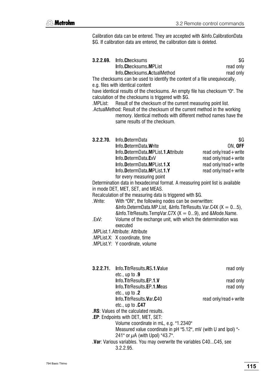 Metrohm 794 Basic Titrino User Manual | Page 119 / 198