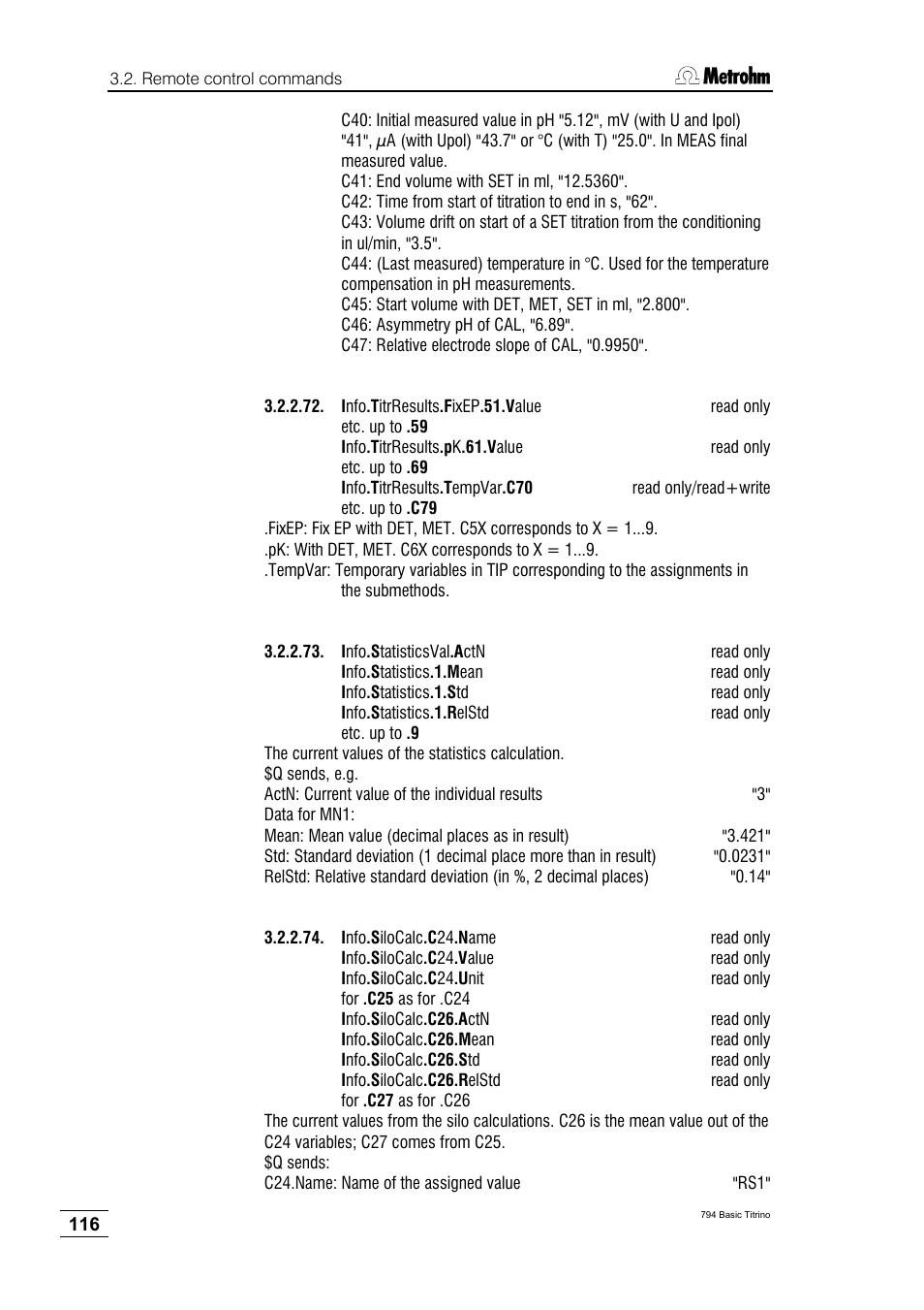 Metrohm 794 Basic Titrino User Manual | Page 120 / 198