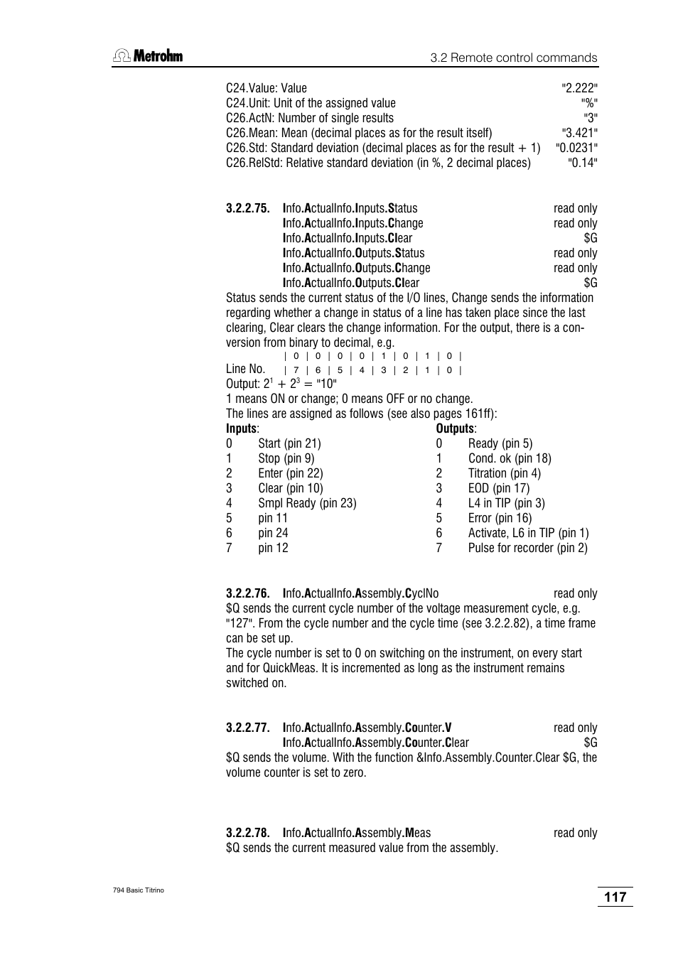 Metrohm 794 Basic Titrino User Manual | Page 121 / 198