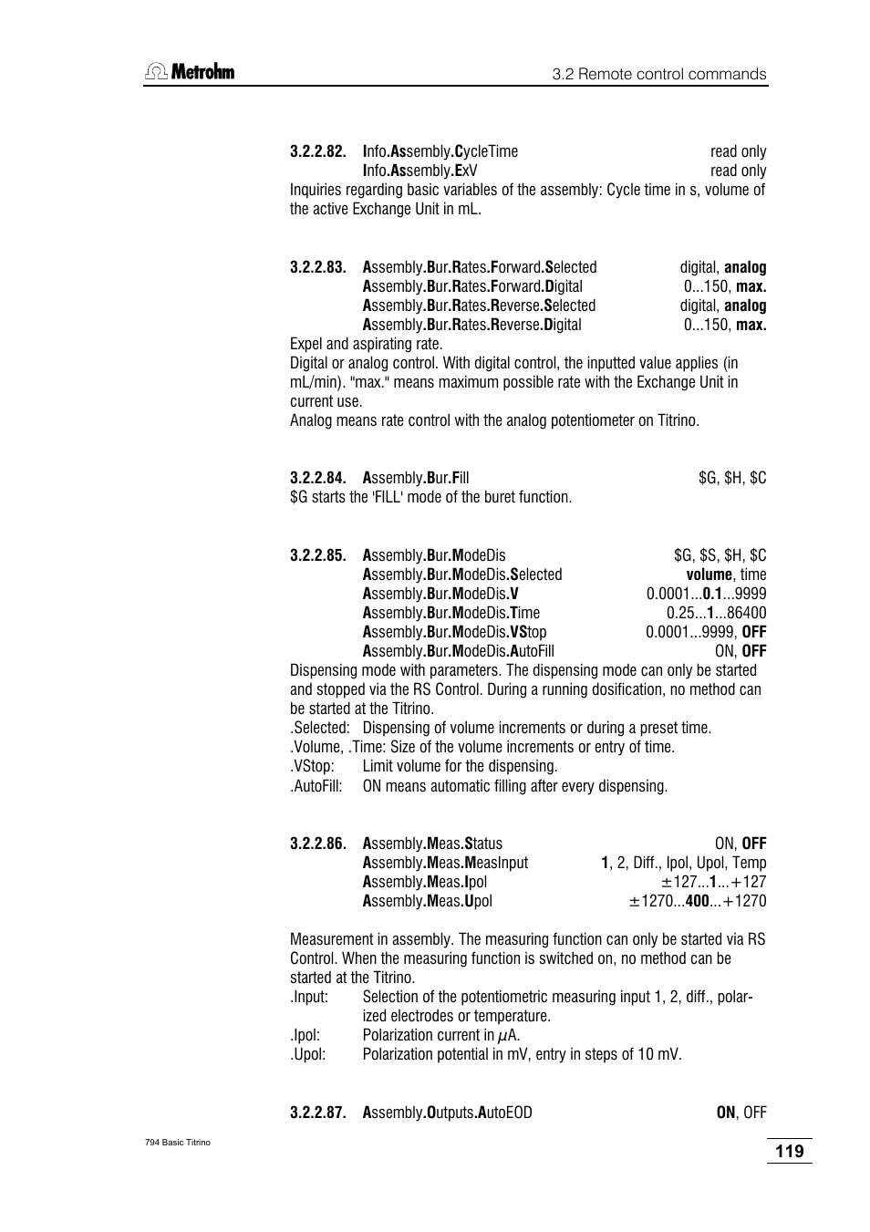 Metrohm 794 Basic Titrino User Manual | Page 123 / 198