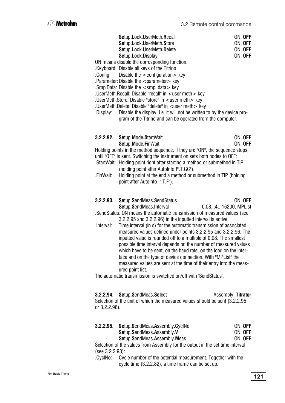 Metrohm 794 Basic Titrino User Manual | Page 125 / 198