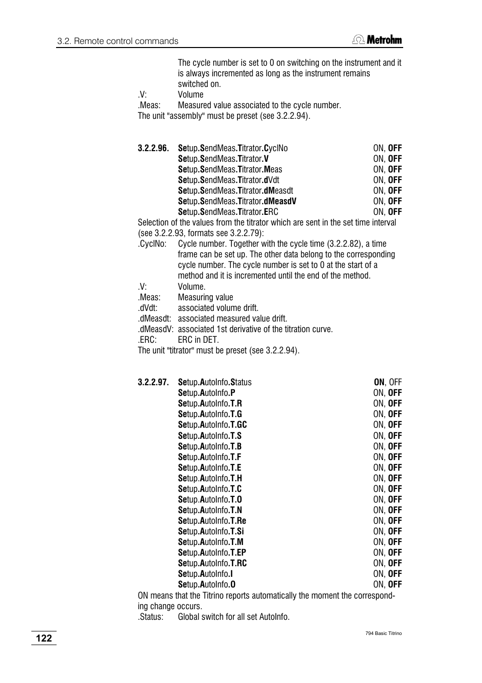 Metrohm 794 Basic Titrino User Manual | Page 126 / 198