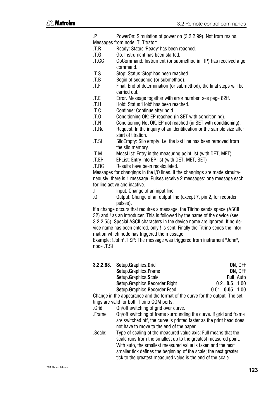 Metrohm 794 Basic Titrino User Manual | Page 127 / 198