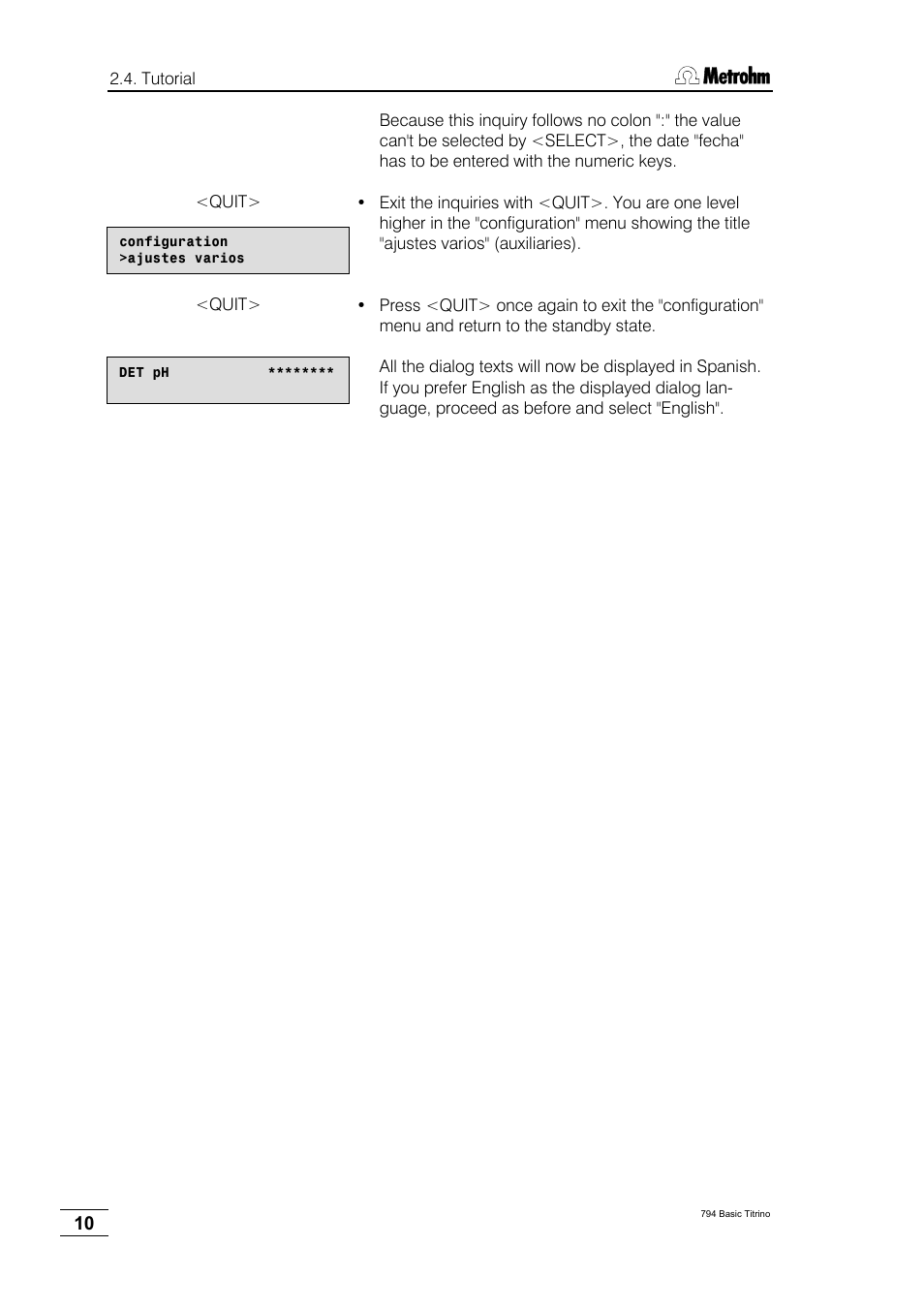 Metrohm 794 Basic Titrino User Manual | Page 14 / 198