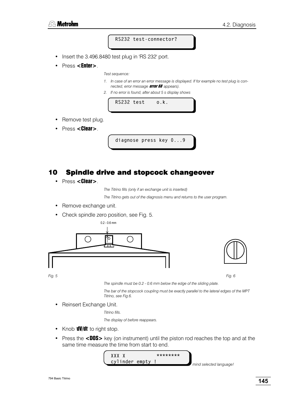 10 spindle drive and stopcock changeover | Metrohm 794 Basic Titrino User Manual | Page 149 / 198