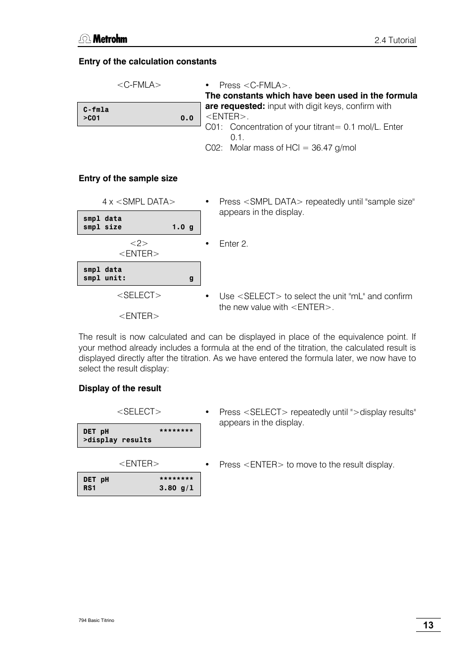 Metrohm 794 Basic Titrino User Manual | Page 17 / 198