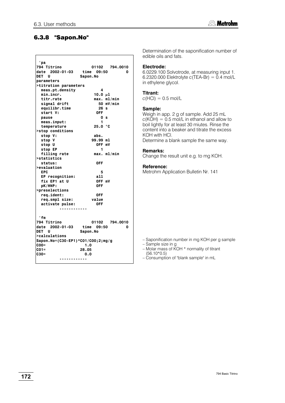 8 "sapon.no | Metrohm 794 Basic Titrino User Manual | Page 176 / 198