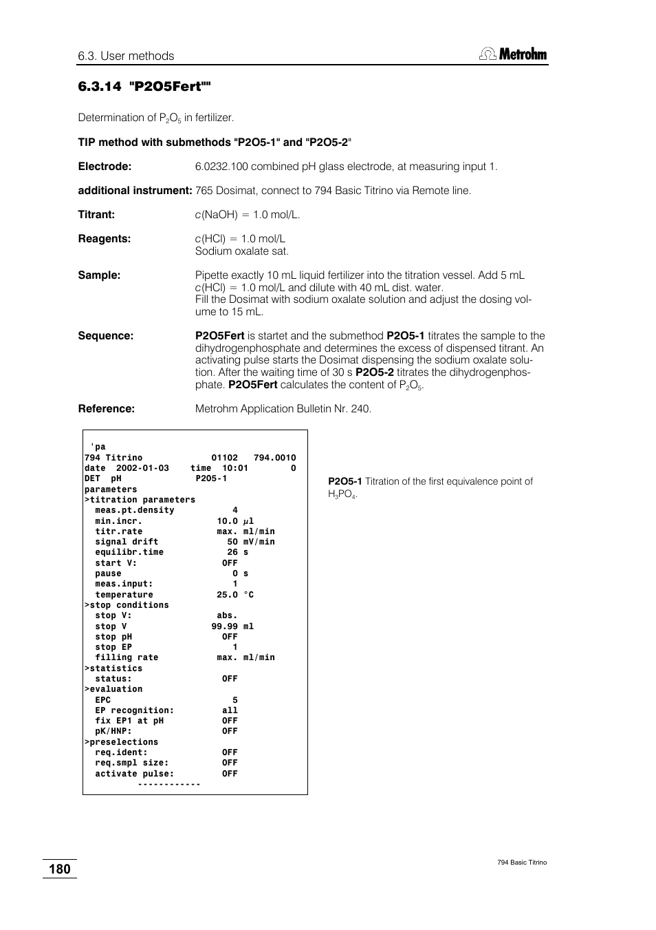 14 "p2o5fert | Metrohm 794 Basic Titrino User Manual | Page 184 / 198