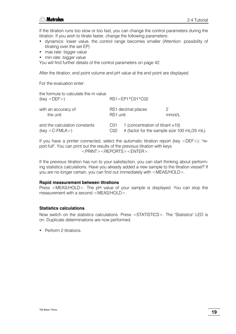 Metrohm 794 Basic Titrino User Manual | Page 23 / 198