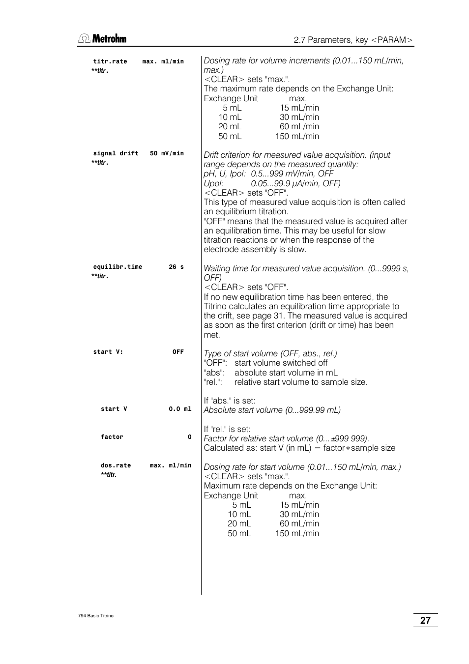 Metrohm 794 Basic Titrino User Manual | Page 31 / 198