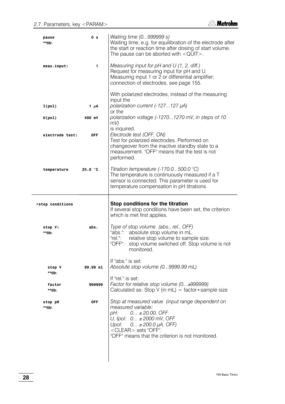 Metrohm 794 Basic Titrino User Manual | Page 32 / 198