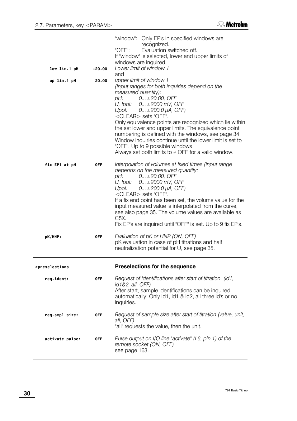 Metrohm 794 Basic Titrino User Manual | Page 34 / 198