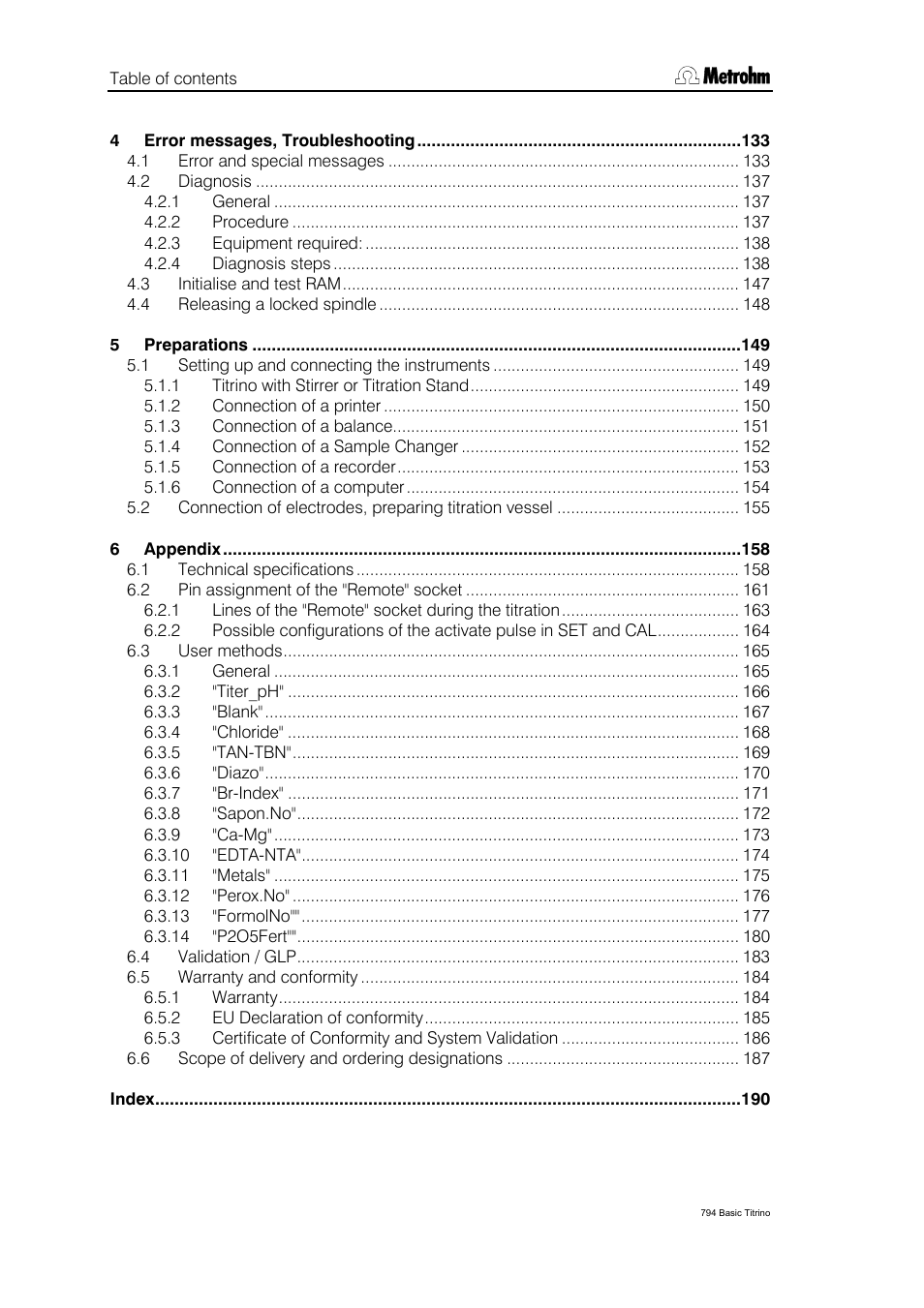 Metrohm 794 Basic Titrino User Manual | Page 4 / 198