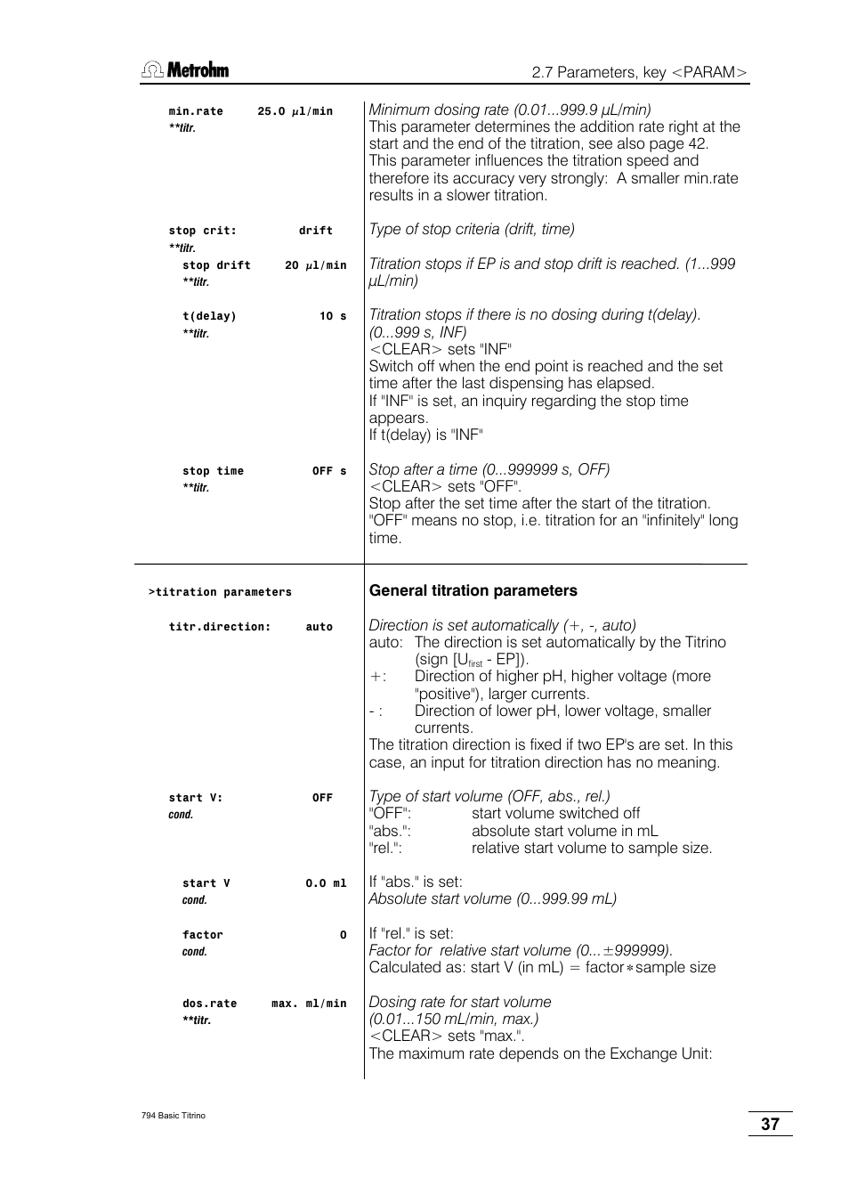 Metrohm 794 Basic Titrino User Manual | Page 41 / 198