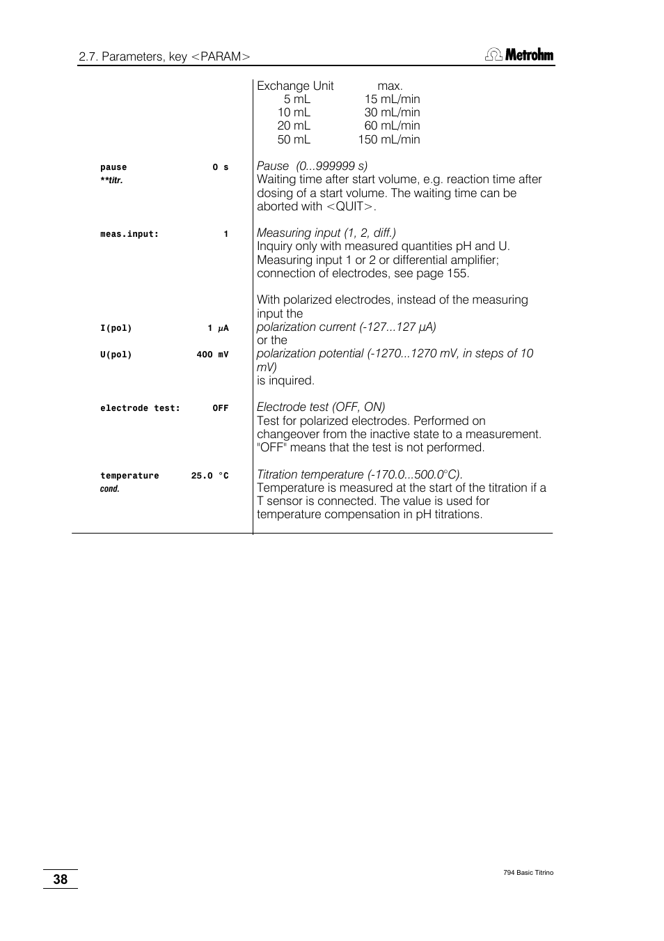 Metrohm 794 Basic Titrino User Manual | Page 42 / 198