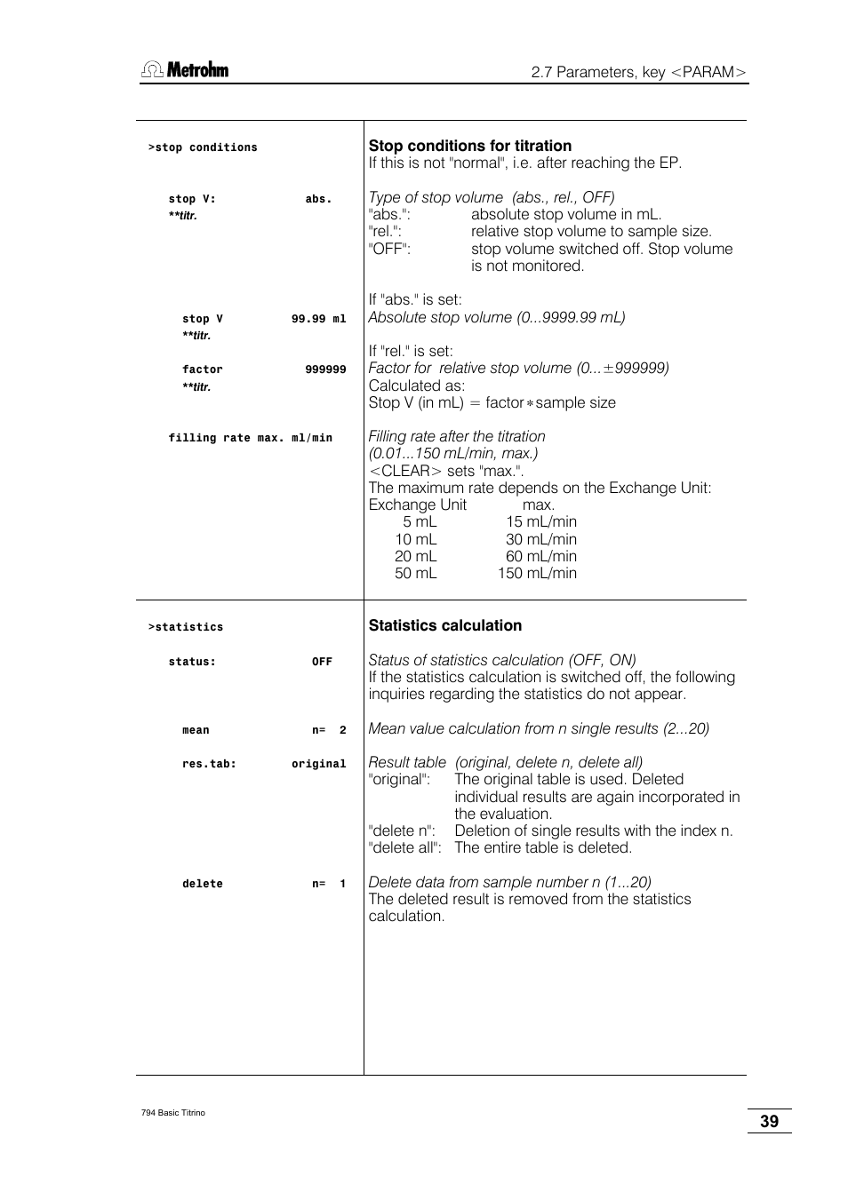 Metrohm 794 Basic Titrino User Manual | Page 43 / 198