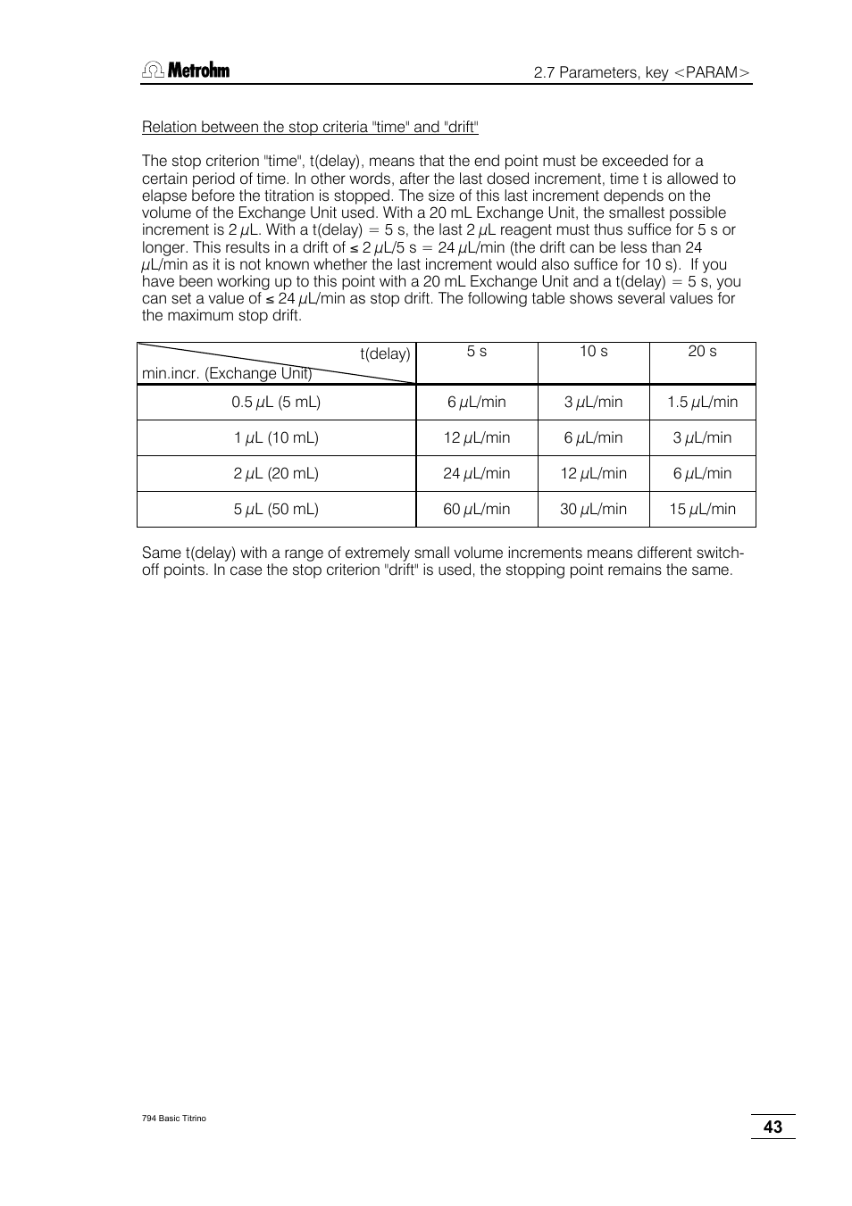 Metrohm 794 Basic Titrino User Manual | Page 47 / 198