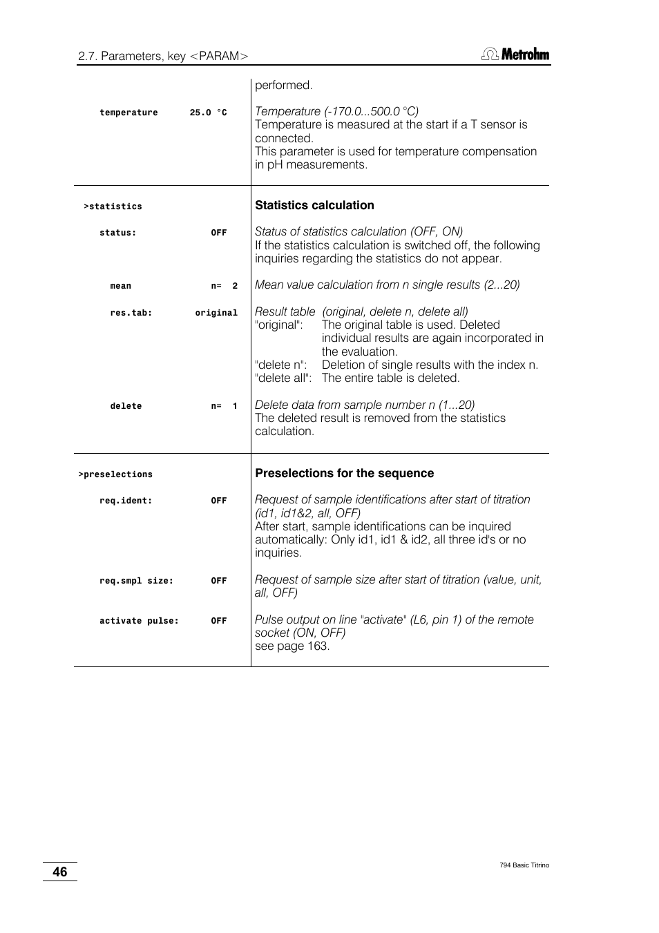 Metrohm 794 Basic Titrino User Manual | Page 50 / 198
