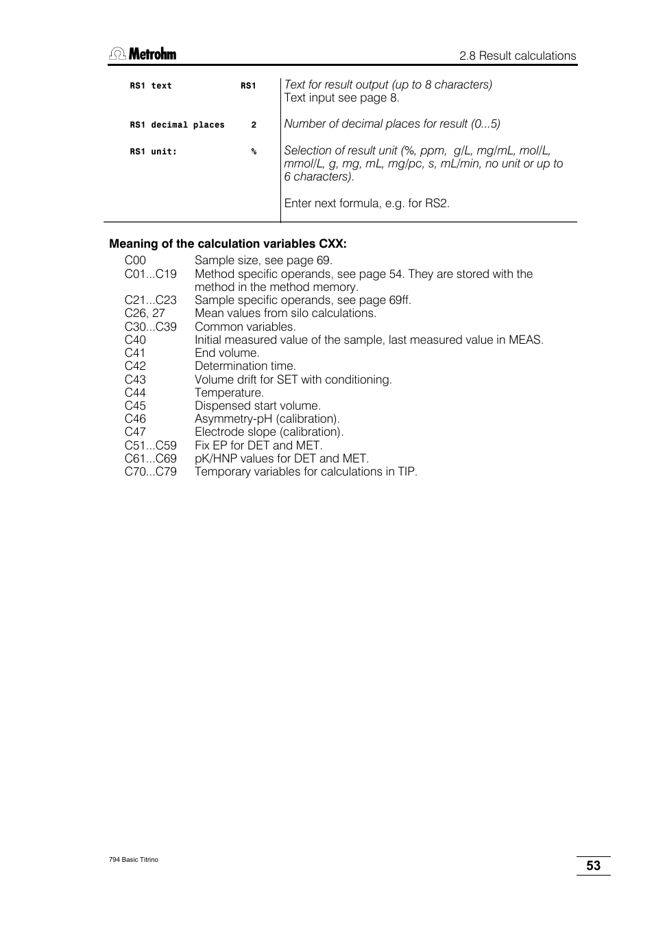 Metrohm 794 Basic Titrino User Manual | Page 57 / 198