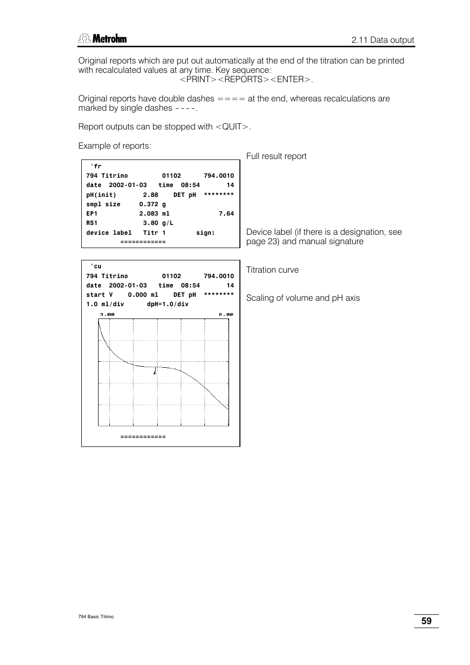 Metrohm 794 Basic Titrino User Manual | Page 63 / 198