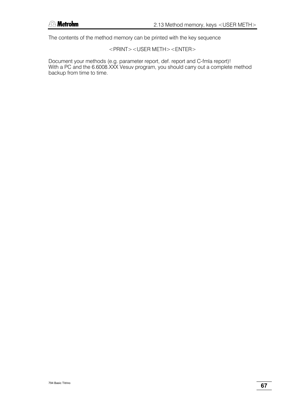 Metrohm 794 Basic Titrino User Manual | Page 71 / 198