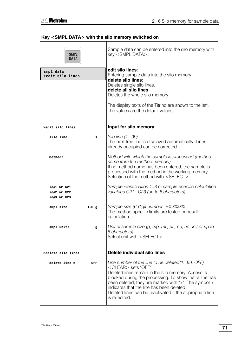 Metrohm 794 Basic Titrino User Manual | Page 75 / 198
