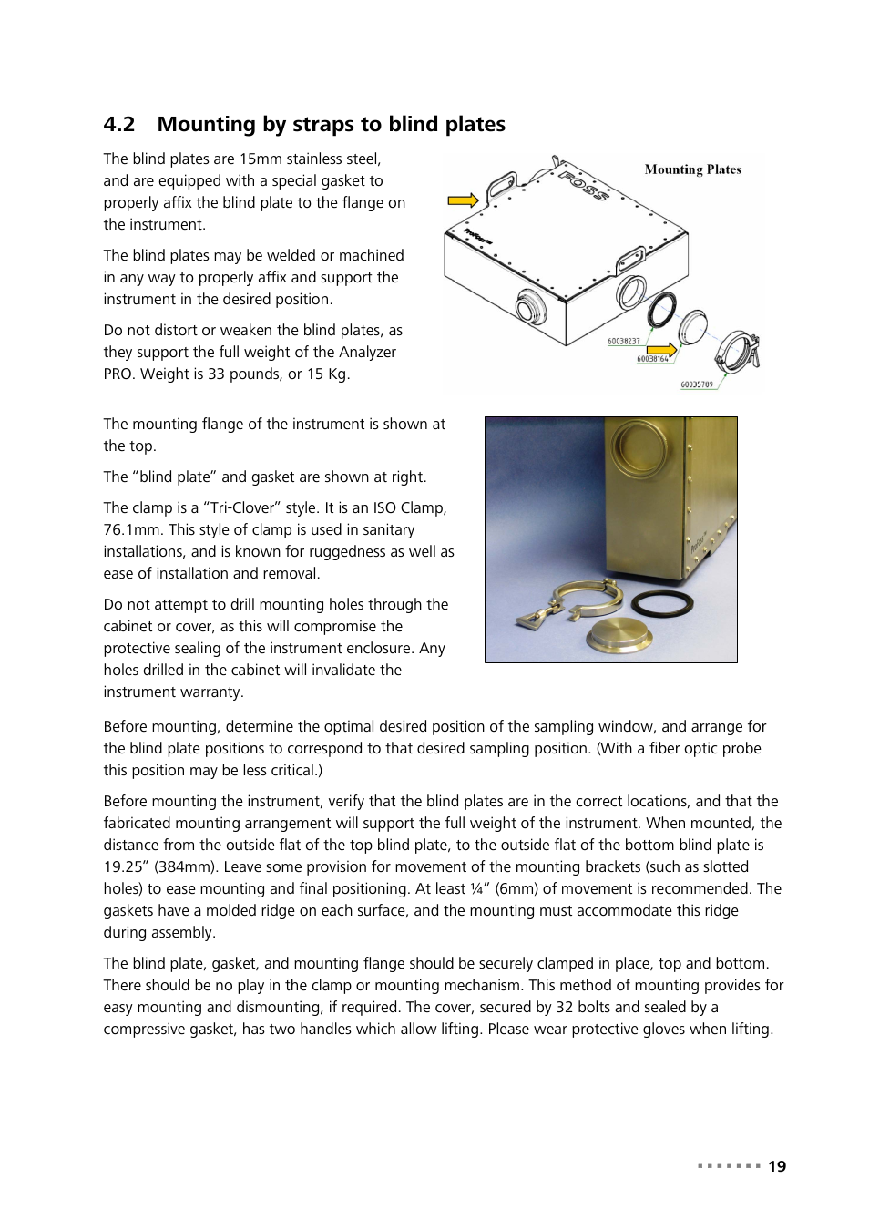 2 mounting by straps to blind plates, Mounting by straps to blind plates | Metrohm NIRS Analyzer PRO User Manual | Page 21 / 68