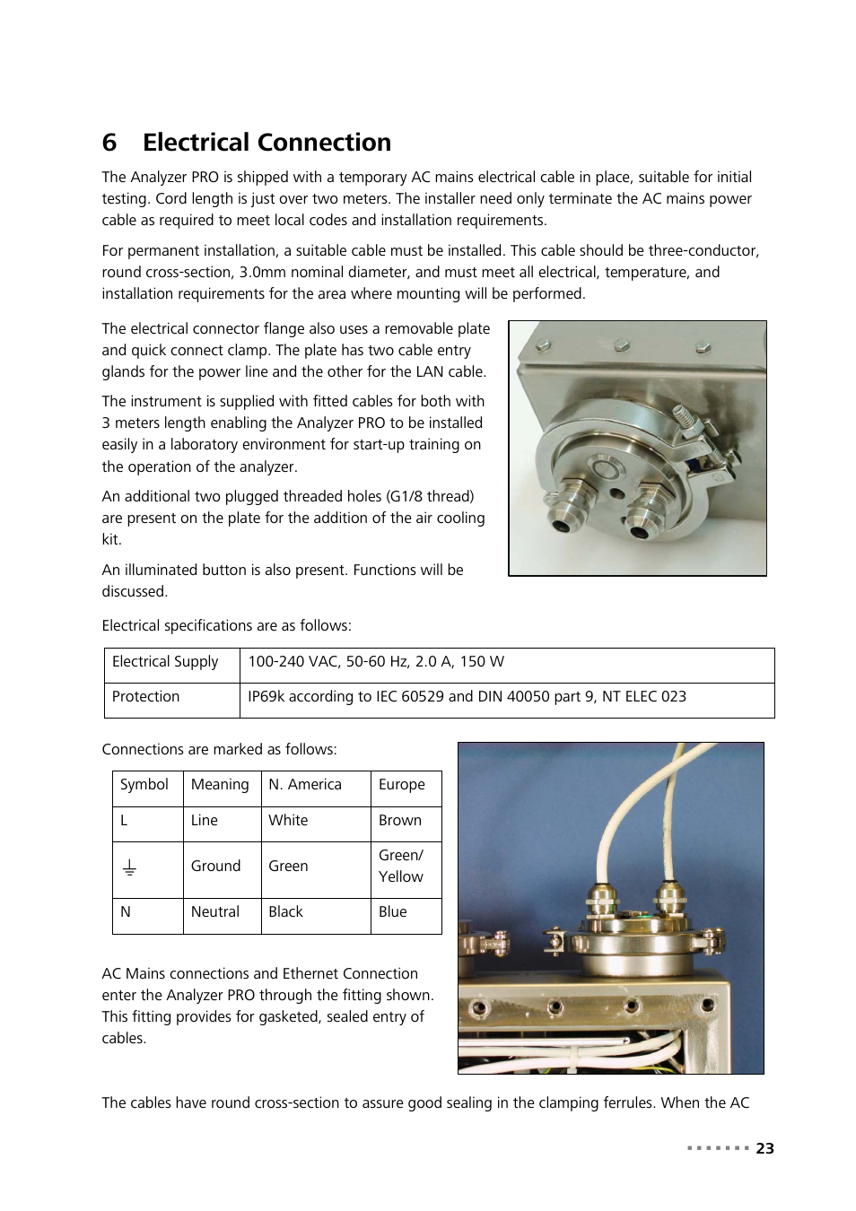 6 electrical connection, Electrical connection, 6electrical connection | Metrohm NIRS Analyzer PRO User Manual | Page 25 / 68