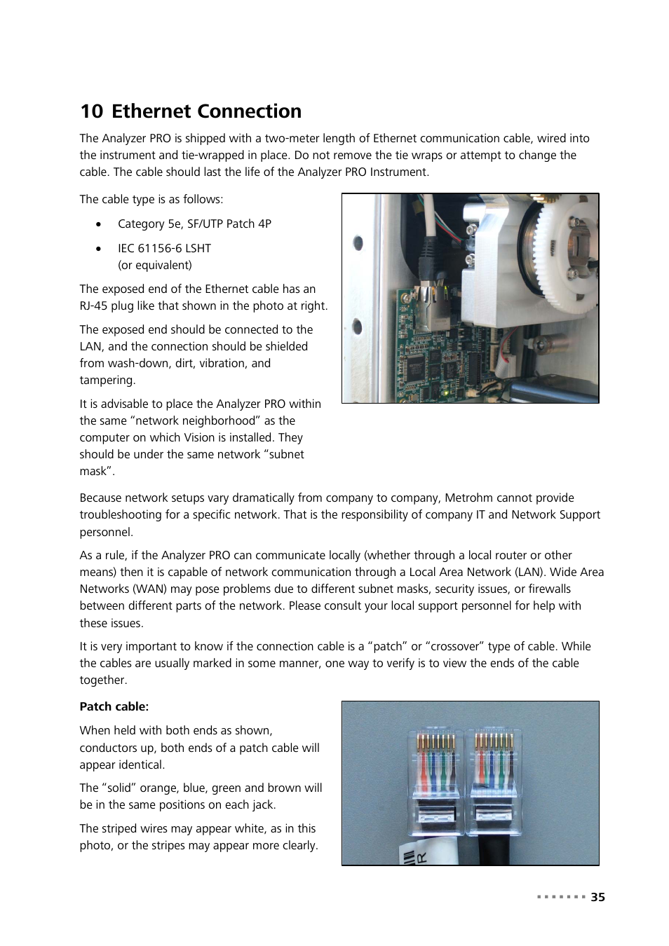 10 ethernet connection, Ethernet connection | Metrohm NIRS Analyzer PRO User Manual | Page 37 / 68