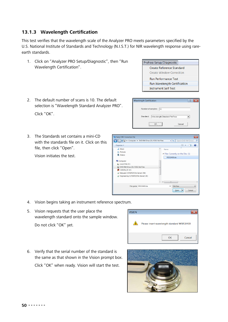 3 wavelength certification, Wavelength certification | Metrohm NIRS Analyzer PRO User Manual | Page 52 / 68