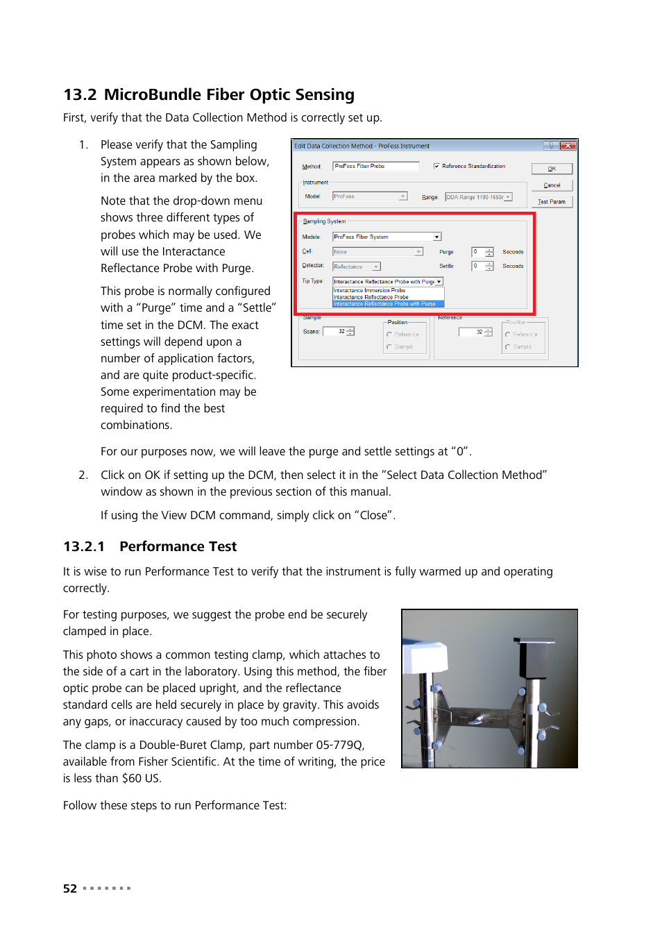 2 microbundle fiber optic sensing, 1 performance test, Microbundle fiber optic sensing | Performance test | Metrohm NIRS Analyzer PRO User Manual | Page 54 / 68