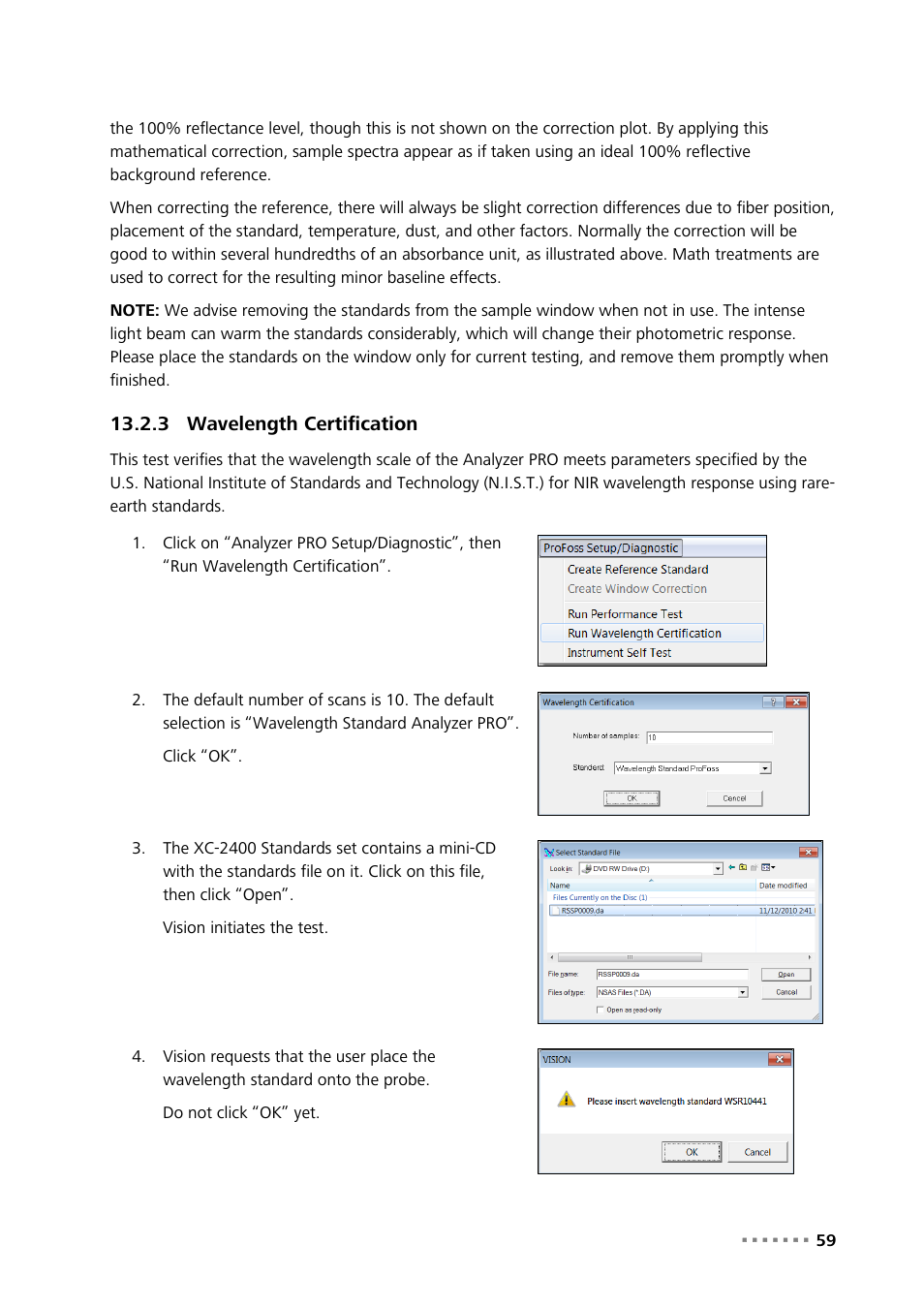 3 wavelength certification, Wavelength certification | Metrohm NIRS Analyzer PRO User Manual | Page 61 / 68