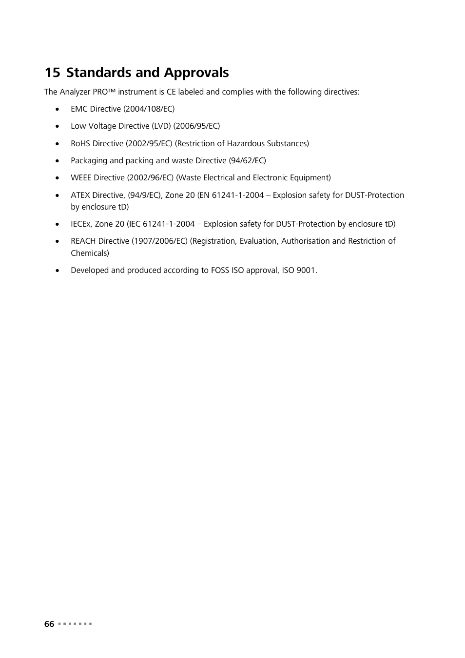 15 standards and approvals, Standards and approvals | Metrohm NIRS Analyzer PRO User Manual | Page 68 / 68