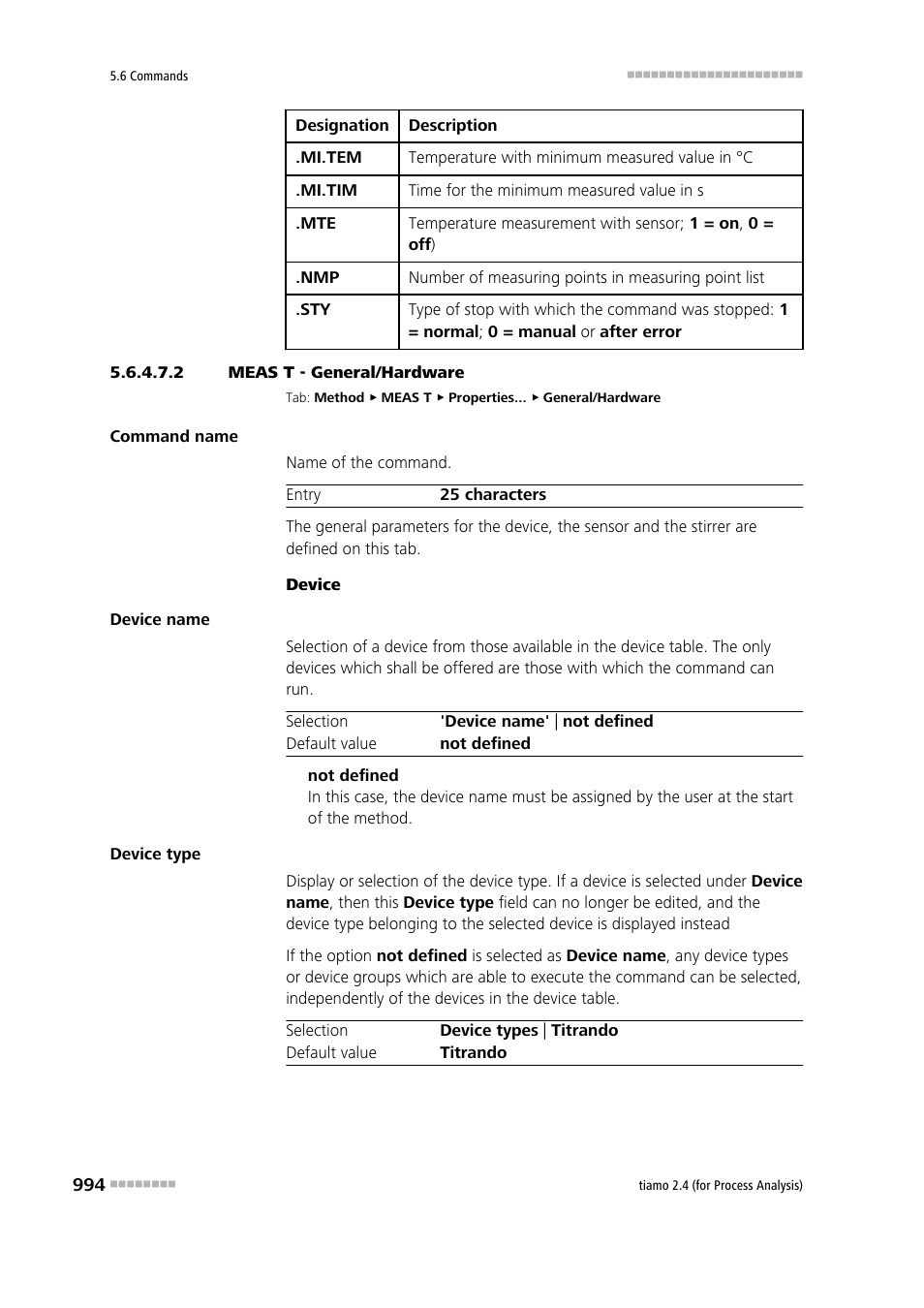 2 meas t - general/hardware, General/hardware | Metrohm tiamo 2.4 (process analysis) User Manual | Page 1010 / 1809