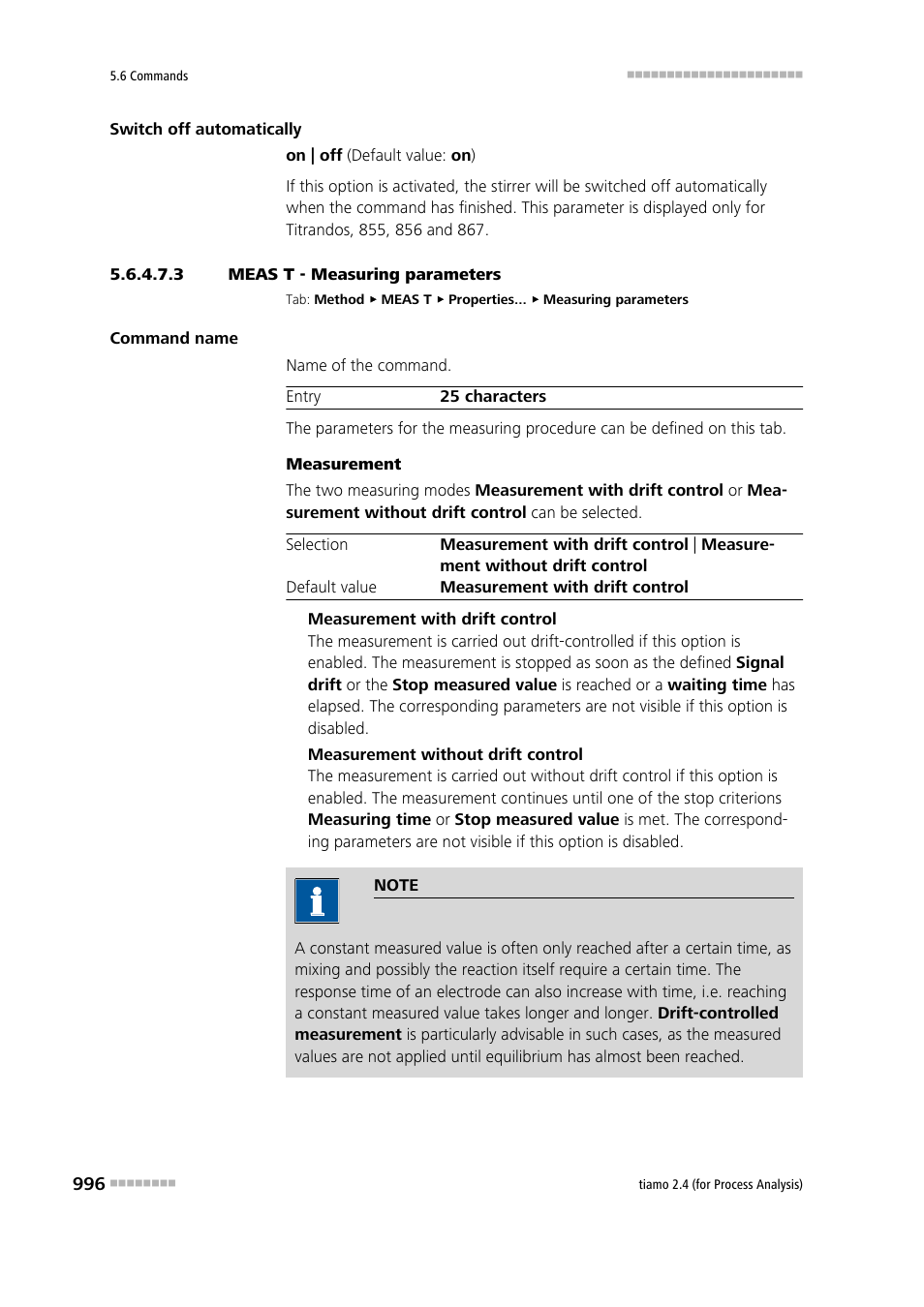 3 meas t - measuring parameters, Measuring parameters | Metrohm tiamo 2.4 (process analysis) User Manual | Page 1012 / 1809
