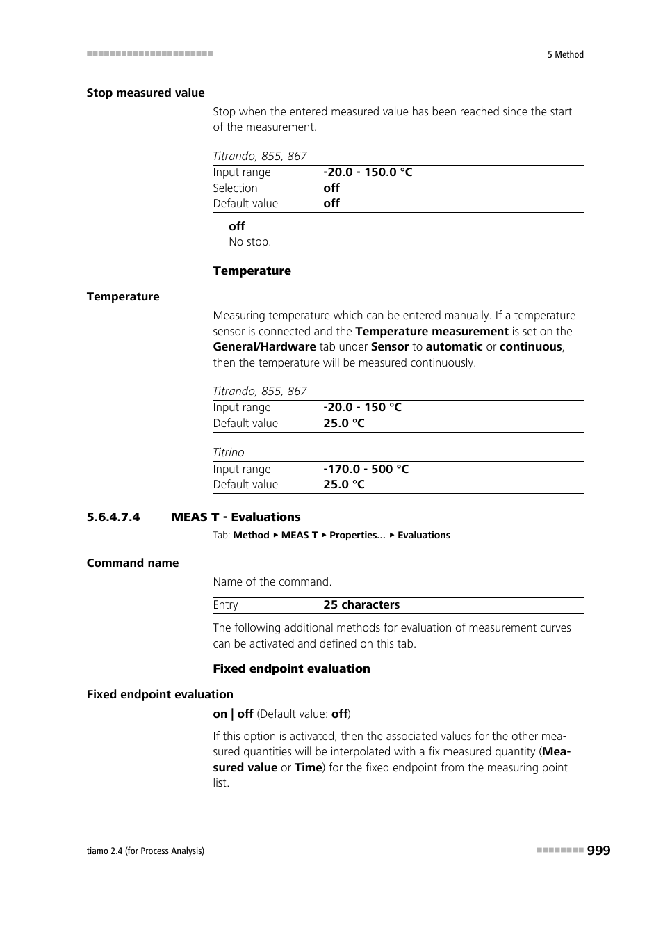 4 meas t - evaluations, Evaluations | Metrohm tiamo 2.4 (process analysis) User Manual | Page 1015 / 1809