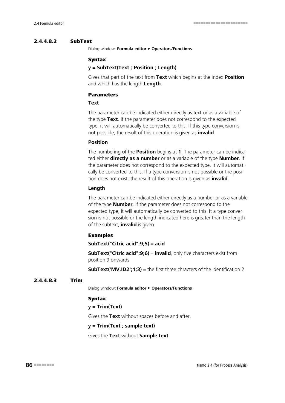 2 subtext, 3 trim, Subtext | Trim | Metrohm tiamo 2.4 (process analysis) User Manual | Page 102 / 1809