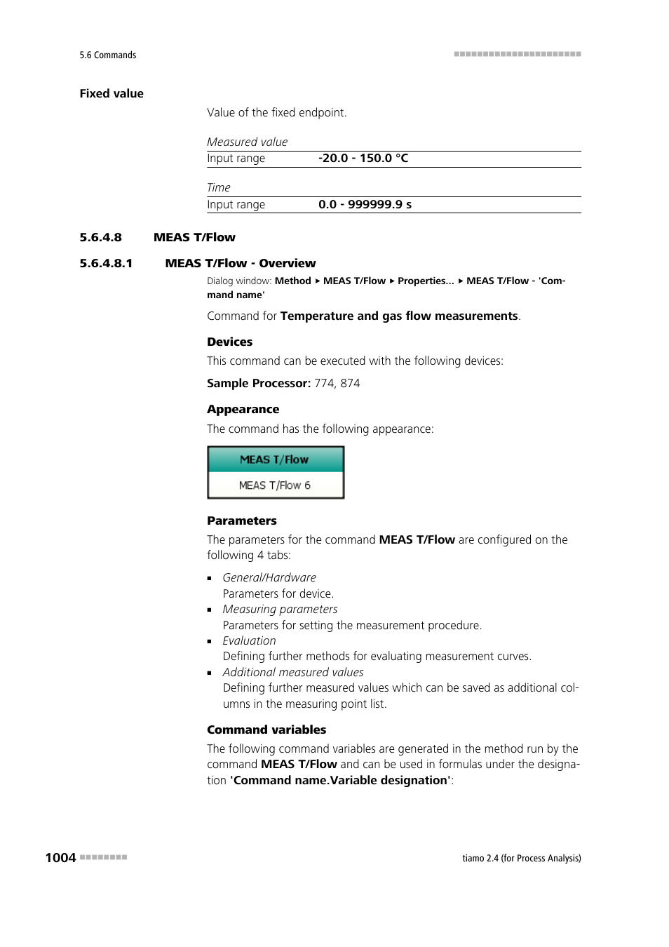 8 meas t/flow, 1 meas t/flow - overview, Meas t/flow | Metrohm tiamo 2.4 (process analysis) User Manual | Page 1020 / 1809