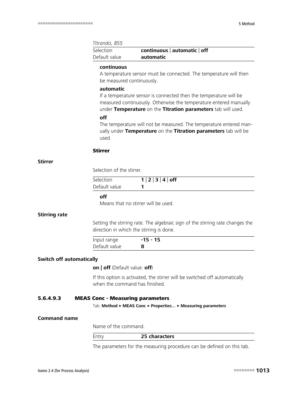 3 meas conc - measuring parameters | Metrohm tiamo 2.4 (process analysis) User Manual | Page 1029 / 1809