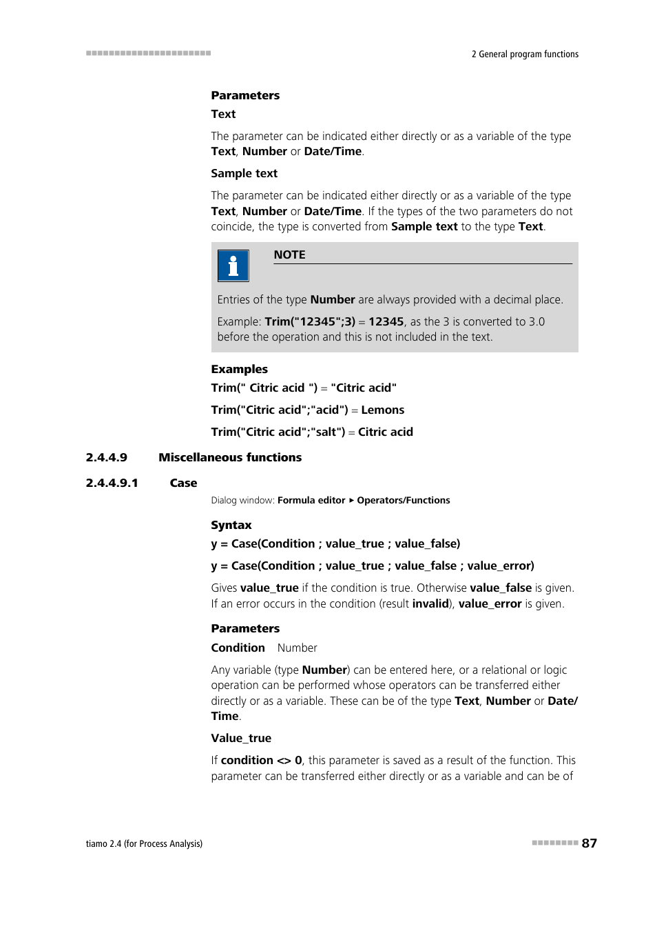 9 miscellaneous functions, 1 case, Case | Metrohm tiamo 2.4 (process analysis) User Manual | Page 103 / 1809