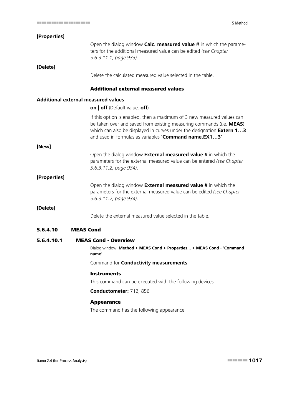10 meas cond, 1 meas cond - overview, Meas cond | Metrohm tiamo 2.4 (process analysis) User Manual | Page 1033 / 1809