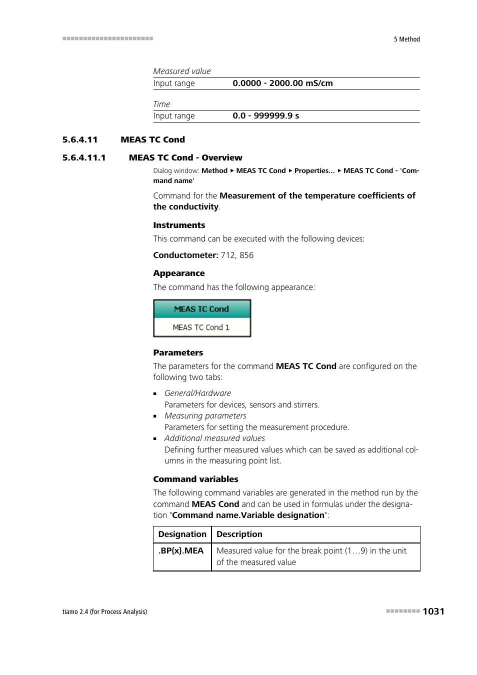11 meas tc cond, 1 meas tc cond - overview, Meas tc cond | Metrohm tiamo 2.4 (process analysis) User Manual | Page 1047 / 1809