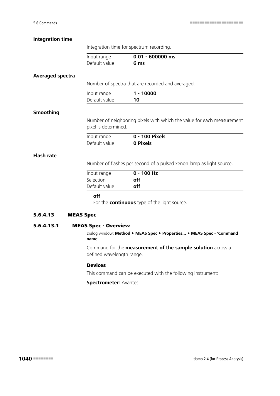 13 meas spec, 1 meas spec - overview, Meas spec | Metrohm tiamo 2.4 (process analysis) User Manual | Page 1056 / 1809