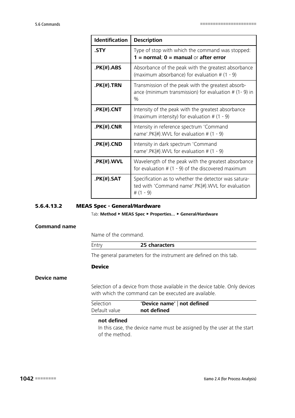 2 meas spec - general/hardware, General/hardware | Metrohm tiamo 2.4 (process analysis) User Manual | Page 1058 / 1809
