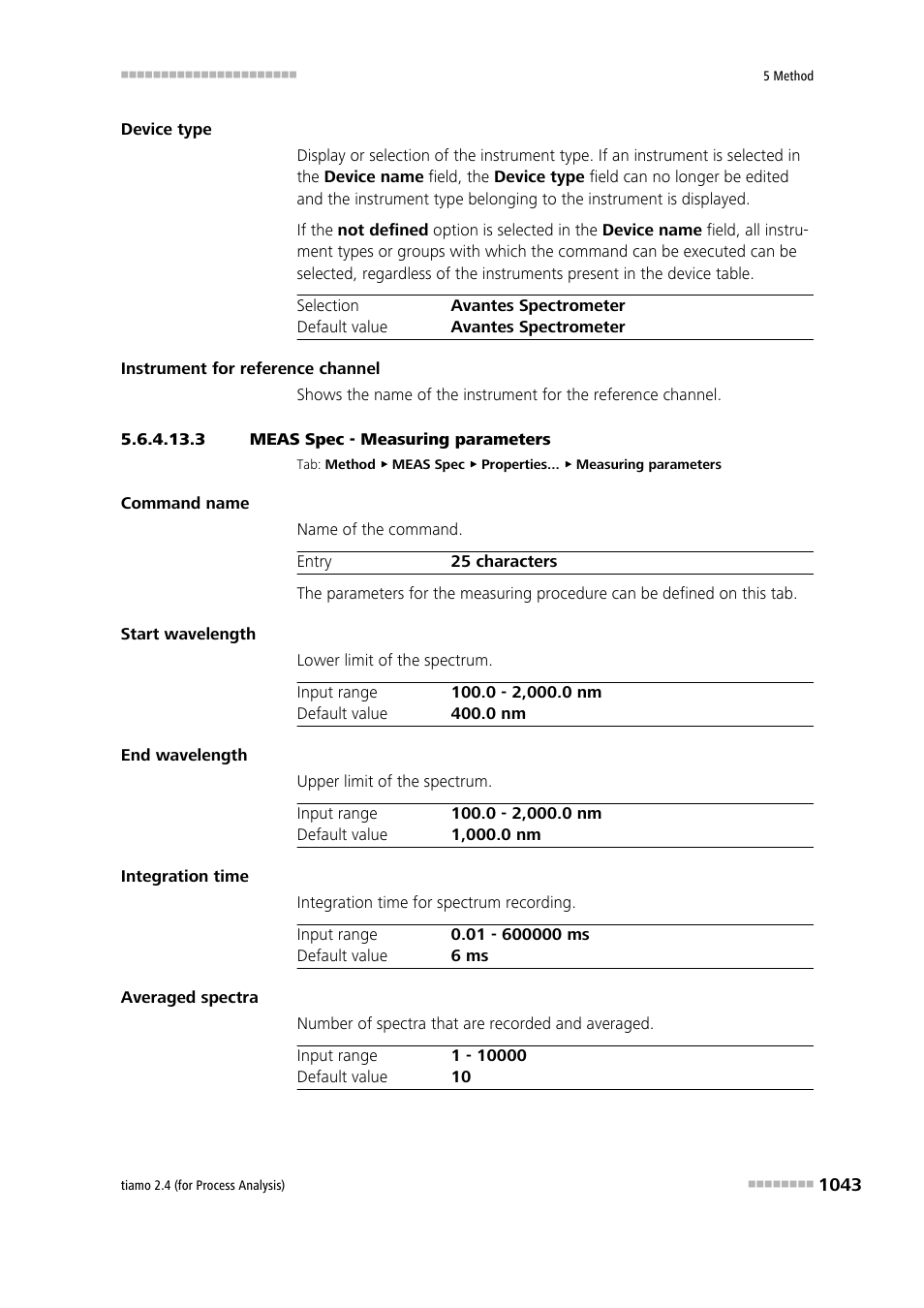 3 meas spec - measuring parameters, Measuring parameters | Metrohm tiamo 2.4 (process analysis) User Manual | Page 1059 / 1809